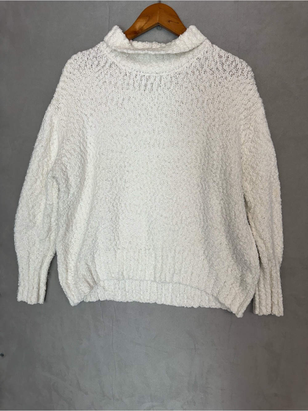 Cynthia Rowley Sweater Women’s M Ivory White Textured Knit Mock Neck Cozy